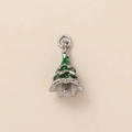 Close-up of green enamel Christmas tree pendant charm for DIY jewelry making - Christmas Tree Charm