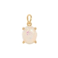 Detail of gold-plated oval opal pendant featuring vibrant multicolored fire and four-prong setting - Oval Opal Pendant