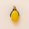 18K gold plated stainless steel lemon pendant with vibrant yellow and green enamel finish - Lemon