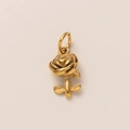18K gold plated stainless steel rose flower charm pendant with delicate leaf detail - Rose Pendant