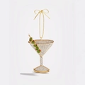 Detalle del dije de copa de cóctel en oro de 18K con pedrería blanca y verde brillante - Dije de Copa de Vino