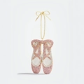 Ciondolo scarpetta di danza in oro 18K con cristalli rosa scintillanti e smalto bianco - Ciondolo Scarpette da Ballo