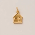 Pendentif maison dorée avec murs texturés et détail de porte avec croissant de lune - Pendentif Maison