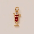 Pendentif verre à cocktail doré avec émail rouge, cristaux violets et détails à pois - Pendentif Verre à Cocktail