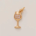 Pendentif verre à vin doré créatif orné de sept pierres de zircon rose étincelantes - Charme Verre à Vin