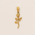 Pendentif fleur de rose en acier inoxydable plaqué or 18K pour création de bijoux - Pendentif Rose Doré (17)