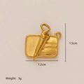 Golden 18K plated stainless steel textured pendant, 1.5cm height, 3g weight for DIY jewelry - Sandwich/Taco