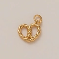 Gold heart pretzel-shaped twist rope pendant with polished double rings for jewelry making - Bread
