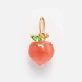 Dettaglio pendente pesca con gemma rosa e foglia verde placcato oro 14K - Pesca / 45+5cm / Oro