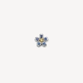 Bague fleur avec pierres de naissance, pétales bleus et zircon central jaune - Charme Fleur Bleue