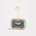Ornamento creativo a forma di scatola di sardine in oro 18K con glitter e cristalli - Ciondolo Scatola di Pesce