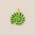 Green spiral nautilus shell pendant with golden loop and textured dark green spots - Green Conch