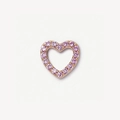 Charm pendentif cœur en or rose serti de zircons roses sur fond gris clair - Charme Coeur Creux