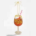 Ciondolo bicchiere da cocktail oro 18K con cristalli arancioni e cannuccia a righe - Ciondolo Calice Da Vino