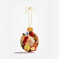 Ciondolo tagliere di salumi in oro 18 carati con cristalli colorati e fiocco dorato - Ciondolo Vassoio