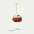 Ciondolo Espresso Martini dorato con strisce rosse e strass per gioielli DIY - Ciondolo Bottiglia di Vino Rosso