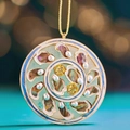 Ciondolo palma in oro 18K con inserti in conchiglia naturale e piccole perle - Pendente Ostrica
