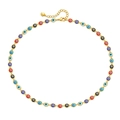 Bunte Evil Eye Halskette aus 18K vergoldetem Messing mit bunten Perlenanhängern - 18K-Gold / Mehrfarbig (KN0159-1)