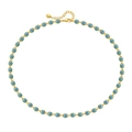 Detailansicht der goldenen Evil Eye Halskette mit blauen Emaille-Anhängern und Kette - 18K-Gold / Blau (KN0159-2)