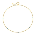 Bohemian 18K vergulde ketting met kleine blauwe kralen aan een fijne ketting - 18K / Blauwe Kralendecoratie (KN0178-1)