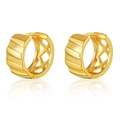 Textured 18K gold plated brass hoop earrings with geometric hollow lattice pattern - Grid Hollow Style (KE0085)