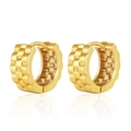 Detailed macro view of 18K gold chunky hoop earrings with embossed geometric texture - Sawtooth Ridged Style (KE0087)