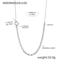 Long silver stainless steel necklace with toggle clasp and mixed chain link design - Steel