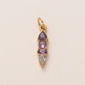 Pendentif en acier inoxydable plaqué or 18K avec quatre pierres de naissance en zircon - Février