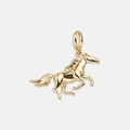 Pendentif cheval en acier inoxydable plaqué or 18 carats avec crinière et queue mates - Cheval