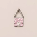 Détail du pendentif sac en émail rose avec chaîne plaquée or 18 carats de haute qualité - Sac