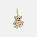 Pendentif ours plaqué or 18 carats avec zircones blanches et gemmes noires brillantes - Ours en peluche