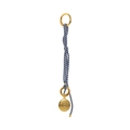 Macro shot of blue and white woven rope charm with gold evil eye metal pendant - Dark Blue Eye Bag Charm