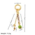 Spécifications de taille du porte-clés doré 18K avec breloques perle et nuage blanc - Charme Verre À Vin