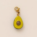 Ciondolo avocado in acciaio inossidabile placcato oro 18K con smalto e moschettone - Pendaglio di Avocado