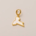 Detail of a 14K gold plated Sicily map charm with white enamel inlay and a ring clasp - Geometric Shell Inlay Earring Only (Single)