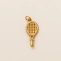Colgante de raqueta de tenis bañado en oro de 18K con incrustaciones de cristal - Raqueta de tenis