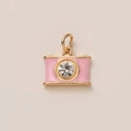 Pink camera charm pendant with 14K gold plating and sparkling crystal lens for DIY jewelry - Pink Camera Pendant