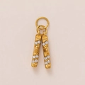 Pendentif barre longue plaqué or 18K avec texture rétro et incrustations de cristaux - Sport