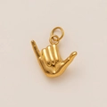 Polished 18K gold plated stainless steel shaka hand gesture pendant for jewelry making - Hand Gesture Style Pendant (Feichang 6) / Gold