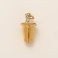 18K gold plated creative drink cup pendant with sparkling white rhinestones inlay - Coffee Cup