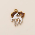 Ciondolo a cavallo di carosello placcato oro 18K con smalto bianco e sfumatura arancione - Ciondolo Cavallo Bianco