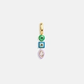 Colgante geométrico oro 18K con esmalte verde, azul, violeta y cristales brillantes - Colgante de Circonita Multicolor