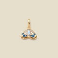 Golden moth pendant featuring marquise opal wings and shimmering blue sapphire accents - Moth Pendant