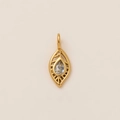 Detail of 18K gold-plated marquise pendant with marquise-cut clear zirconia stone - Feather (Rhinestone Inlaid) / Gold