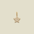 Détail macro du pendentif étoile en or avec pierres de zircone sur fond beige neutre - Pendentif Étoile