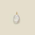 Irregular baroque pearl pendant with golden oval clasp featuring rainbow luster finish - Pearl