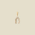 Chic gold-plated wishbone pendant accessory with sparkling micro-paved crystals - Wishbone