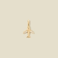 Gold-plated airplane pendant with sparkling pavé crystals and polished finish charms - Airplane