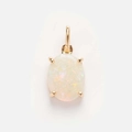Elegant gold oval white opal pendant with four-prong setting and vibrant color play - Oval Opal (Pendant Only, Without Chain)