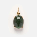 Minimalist gold necklace with an oval dark green cabochon gemstone in 4-prong setting - Oval Green (Pendant Only, Without Chain)